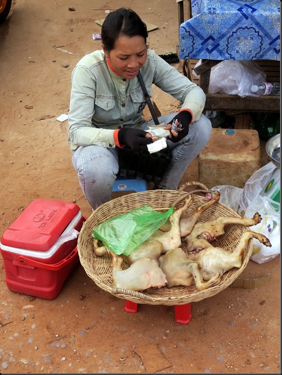 Sur un marché de village : du chien